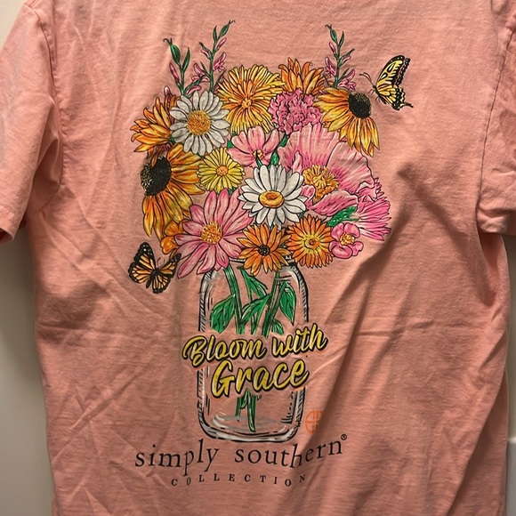 Simply southern floral peach bloom with grace tshirt Size Medium - Picture 7 of 7